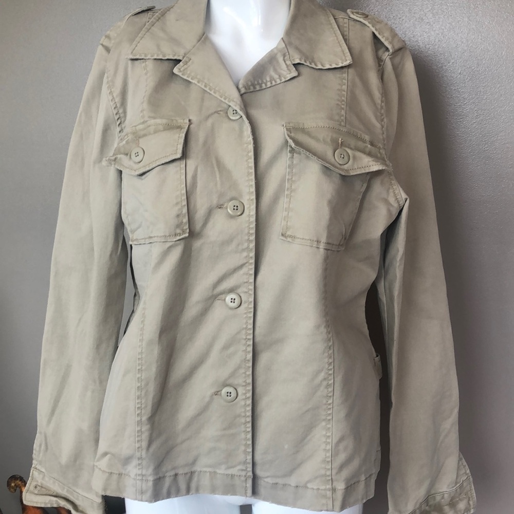 Lucky Brand khaki button up car coat jacket